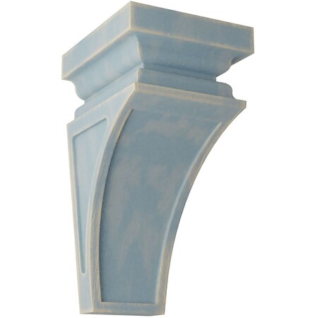 Ekena Millwork 4"W x 4 3/4"D x 8"H Small Nevio Wood Vintage Decor Corbel, Driftwood Blue CORWD04X04X08NEBU